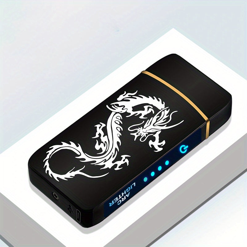 Flip-Top Dual-Arc Electric Lighter with Power Display in 12 Black or Blue Artwork Options Pictured