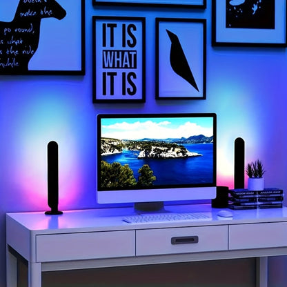 RGB LED Geometric Table Lamp with Remote Control – USB Powered Color-Changing Mood Light, Polished Metal End