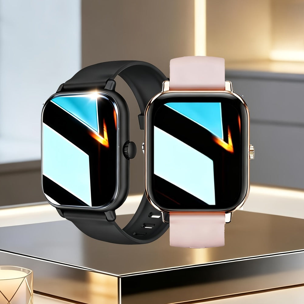 Smartwatch Couple's Set with Voice Assistant – Wireless Calling, Built-in Speaker, Music Control, Fitness Tracker – Matching His