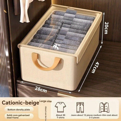 Foldable Fabric Storage Box with Side Handles, 47 x 28 x 20cm Size and Three Color Options