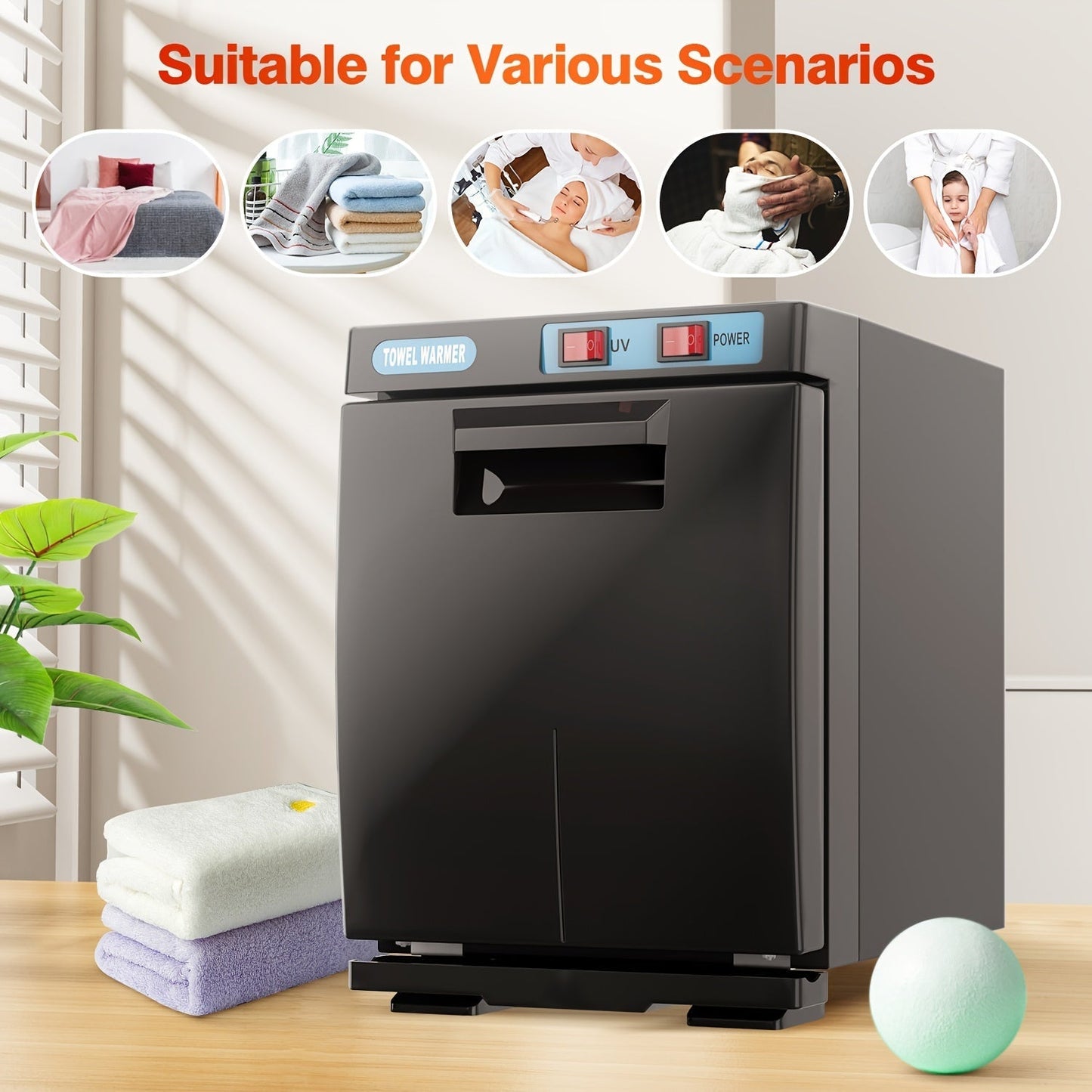 UV Hot Towel Warmer Cabinet 1.32 Gal 2-in-1 Heating & UV, Freestanding Professional Spa Heater for Salon