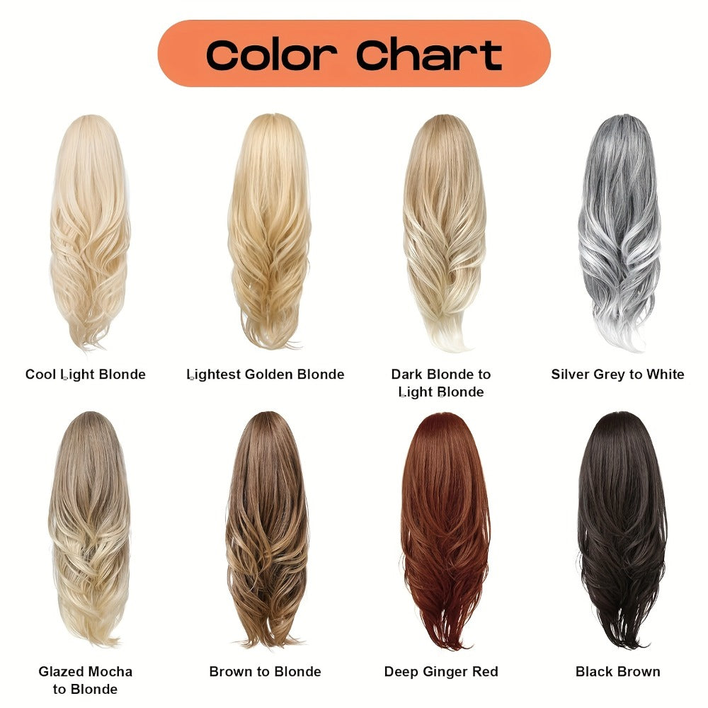 Drawstring Ponytail Extension for Women Long Wavy Layered Wrap Around Clip In Synthetic Pony Tail 26 Inch No Glue No Heat Blonde Brown Ash