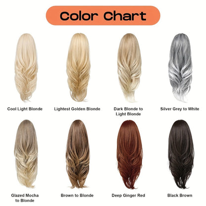 Drawstring Ponytail Extension for Women Long Wavy Layered Wrap Around Clip In Synthetic Pony Tail 26 Inch No Glue No Heat Blonde Brown Ash