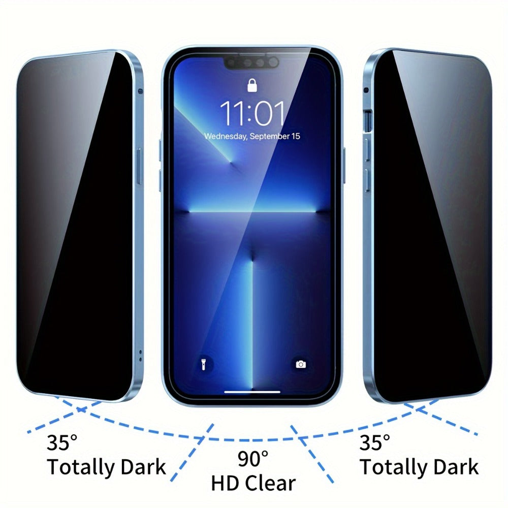iPhone Anti-Spy Magnetic 2-in-1 Phone Case with All-Round Lens Protection – Complete Drop Protection Cover for iPhone 12 13 14 15 16 Pro Max