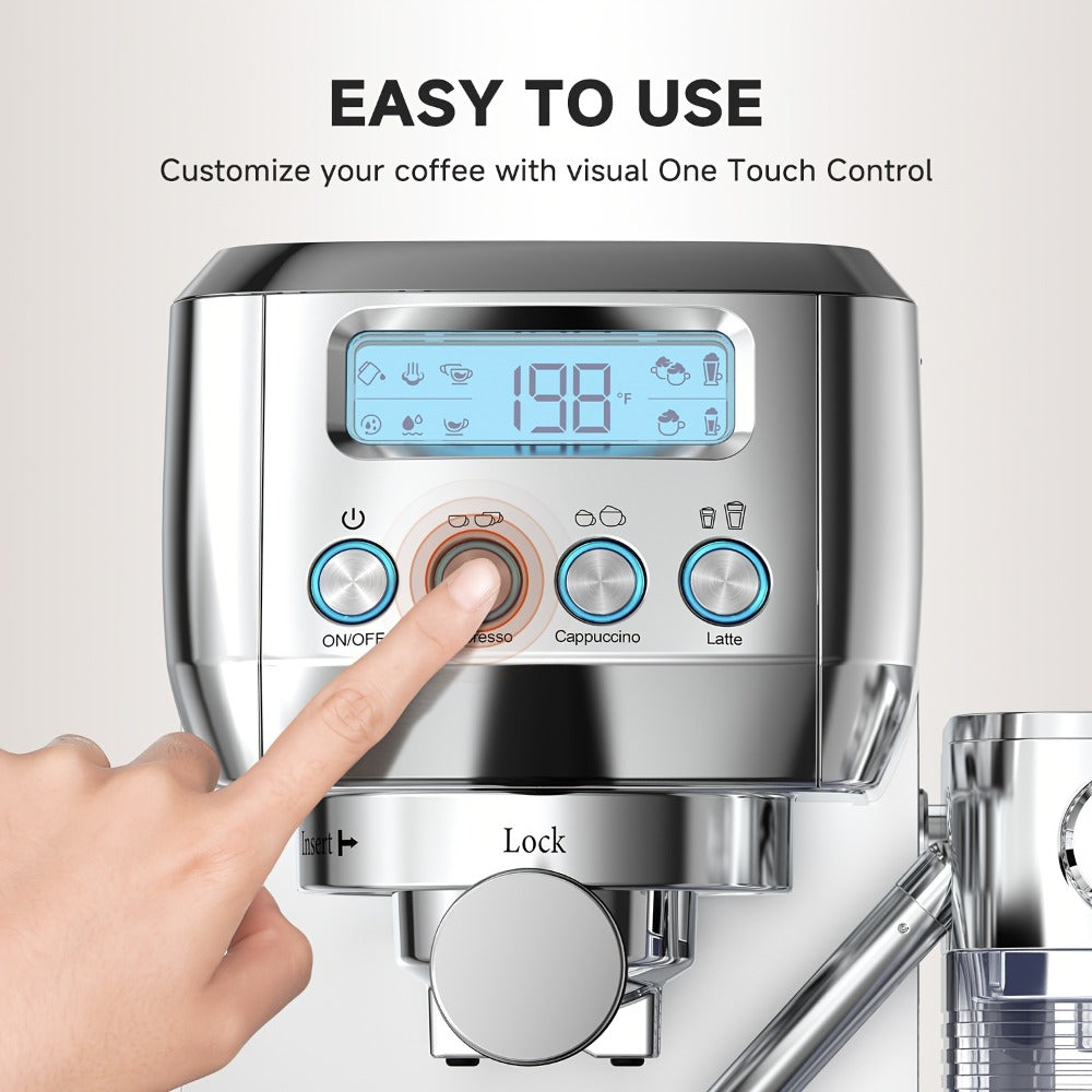 Espresso Machine 20 Bar with Milk Frother, Dual Boiler Coffee Maker, Touch Control, Cappuccino & Latte Machine with Dual Wall Filters