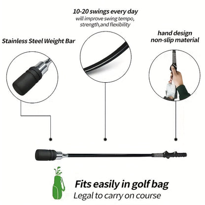 Golf Swing Tempo Trainer Stick with 32.68-Inch Length, Weighted Ends and Blue or Black Handle Options