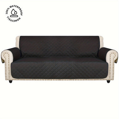 Sofa Cover Quilted Microfiber Three-Seat Panel Set with Two Foam Tubes, Straps and Side Pocket