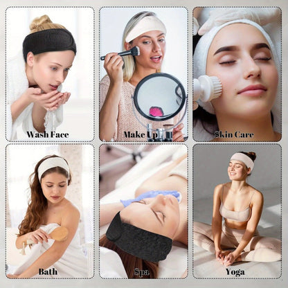 Facial Headbands for Women 9 Pack Soft Flannel Face Wash Headband Set – Adjustable Non-Slip Elastic Skincare Makeup Shower Yoga Spa Hair