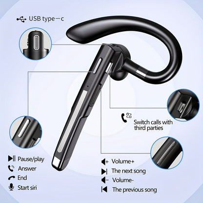 Single-Sided Wireless Earbud ENC Noise Cancelling Mic Comfortable In-Ear Type-C for Bedside Audio, Alarms and Room Entertainment