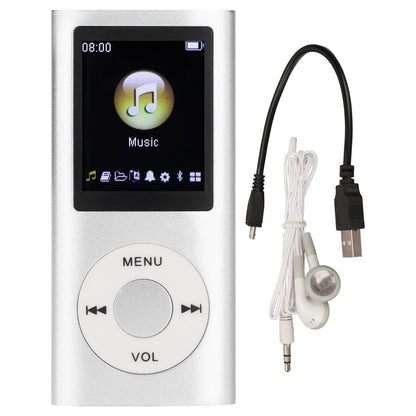 Slim MP3 Player with 64GB Card Support, 1.8-Inch LCD, Earphones and Cable in Silver, Black, Blue or Green