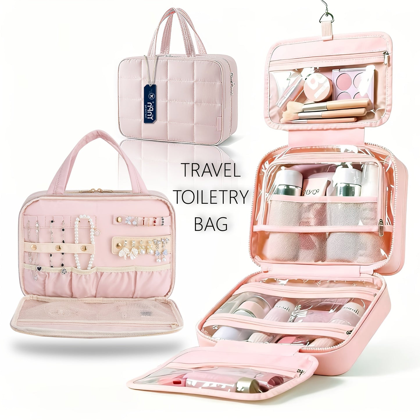 Hanging Travel Toiletry Bag Large Capacity for Full-Size Products Waterproof Cosmetic Organizer with Hook