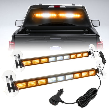 Visor Light Bar 162 LEDs 4-Color Switchable Emergency Warning Light Bar with 27 Flash Patterns Dual Switch Windshield Dash Lights for Trucks