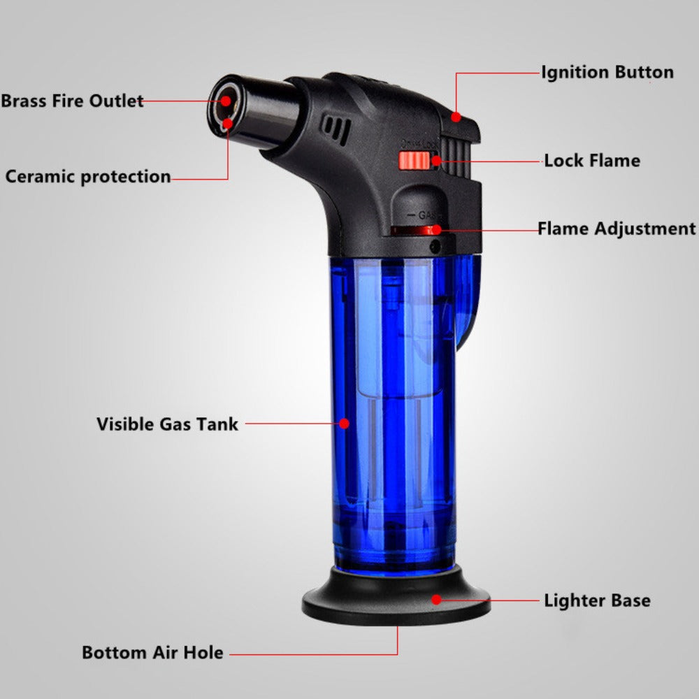 Butane Torch Lighter 6pcs Big Jet Flame Refillable & Adjustable Mini Blow Torch - Gift Box Set for Camping