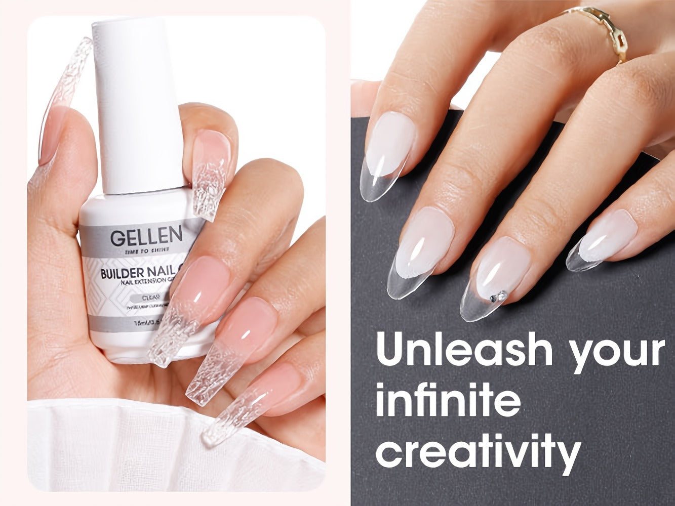 Hard Gel Nail Extension Builder Gel 7-in-1 Self-Leveling – 28+ Day Wear, LED UV Cured, 15ml, Clear Pink Nude Baby Pink Milky White