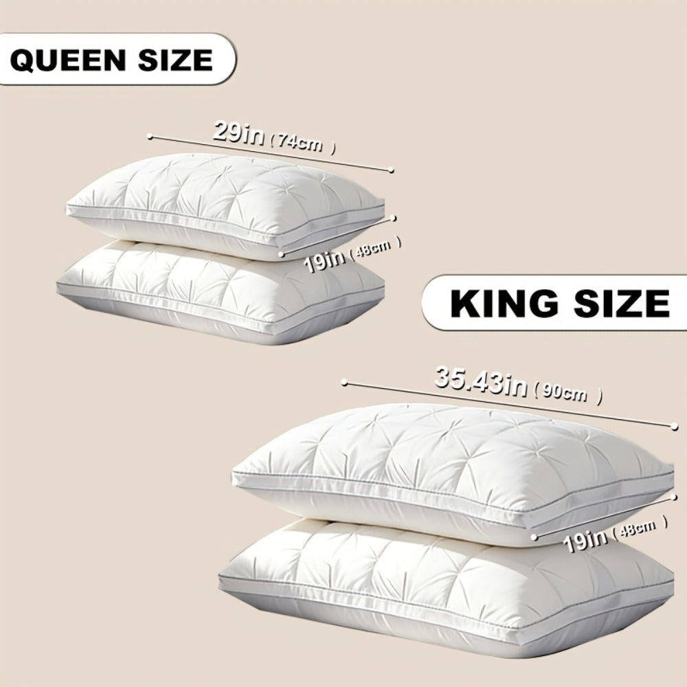 Luxury Hotel Pillows 2-Pack, King & Queen Size, Polyester Fill, Satin Cover, Deep Sleep Neck Support