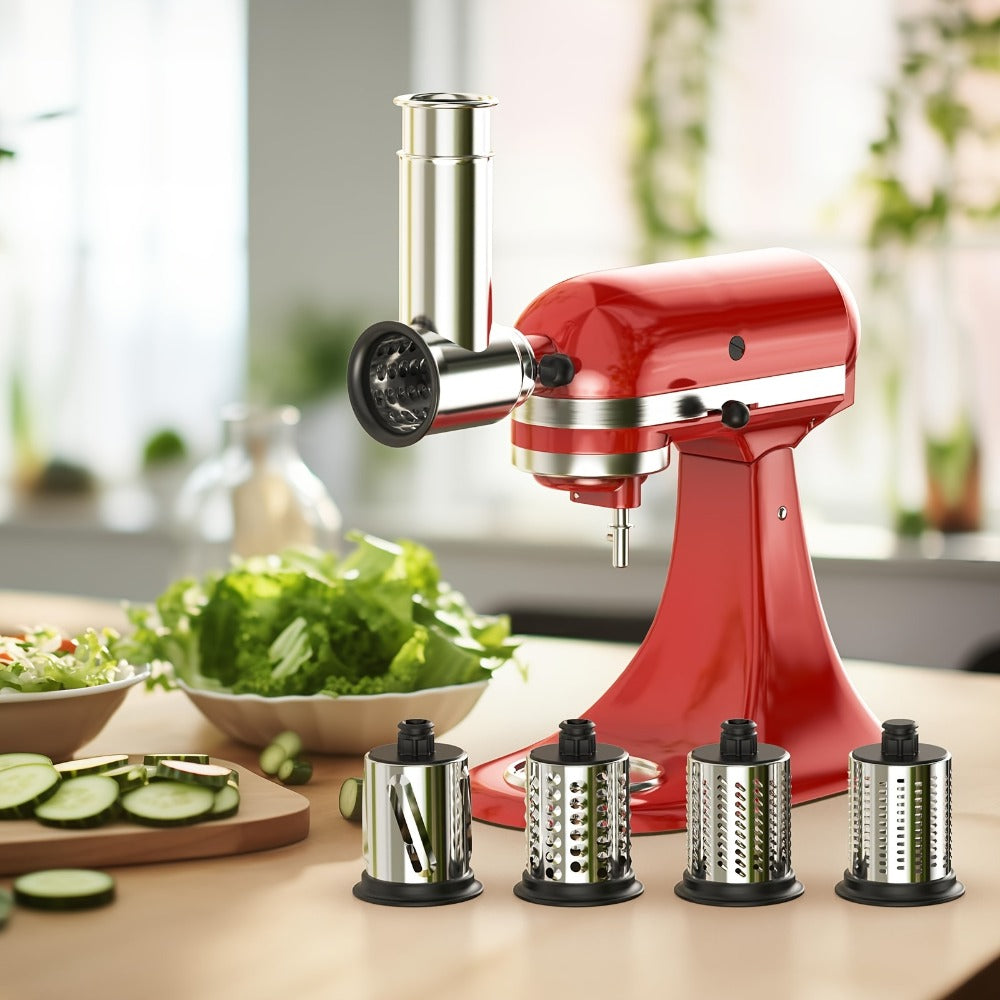 Stainless Steel Slicer Shredder Attachment for Stand Mixers with 4 Blades for Entryways, Bedrooms and Living Spaces