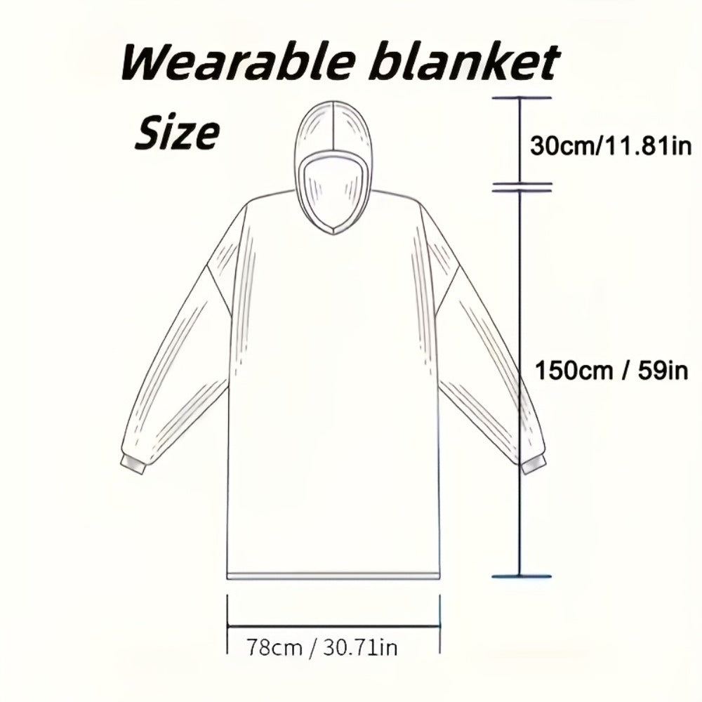 180cm Wearable Blanket Hoodie with Hood, Sleeves, Front Pocket and Four Solid or Plaid Color Options