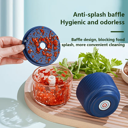 Electric Garlic Chopper & Mini Food Processor, Rechargeable USB Portable Garlic Mincer with 2-Cup Container