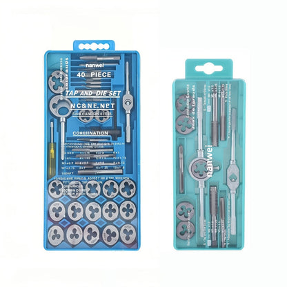 Metric Tap and Die Set 12pcs or 40pcs, M3-M12 Hand Thread Tapping Tool Kit with Plug Taps, Straight & Cone Reamers