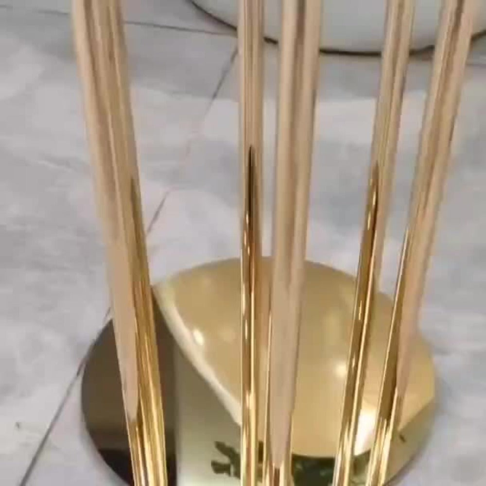 Floor Candelabra 6-Arm 46 Inch Gold Metal Candlestick Set with 12pcs LED Candles & Acrylic Shades