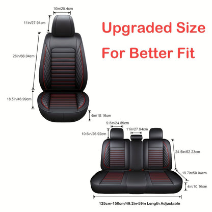 Car Seat Covers 5-Seat PU Leather Set with Front Storage Pocket, Armrest Piece and Eight Colors
