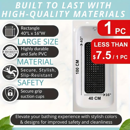 Non-Slip Bath Mat with Suction Cups Machine Washable Quick-Dry Shower Mat with Drain Holes Bathtub Mat for Bathroom Tub Safety Comfort Wet