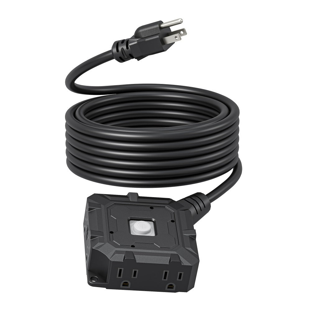 Extension Cord 25ft 6-Outlet SJTW 14AWG with Cover & On/Off Switch, Outdoor Indoor Power Strip Cord for Workshop