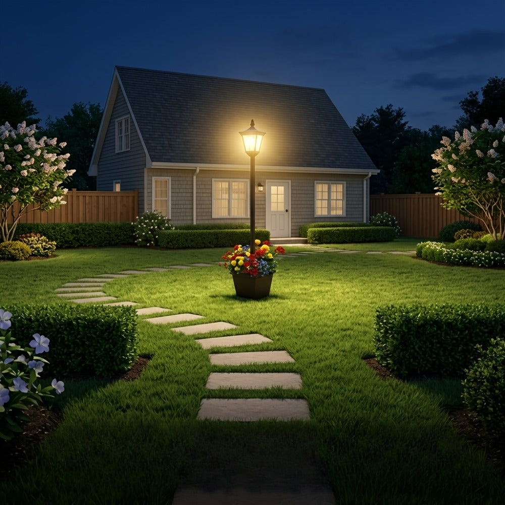 Solar Post Light Outdoor Garden Pathway Lamp 60LM White LED for Entryways, Bedrooms and Living Spaces