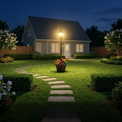Solar Post Light Outdoor Garden Pathway Lamp 60LM White LED for Entryways, Bedrooms and Living Spaces