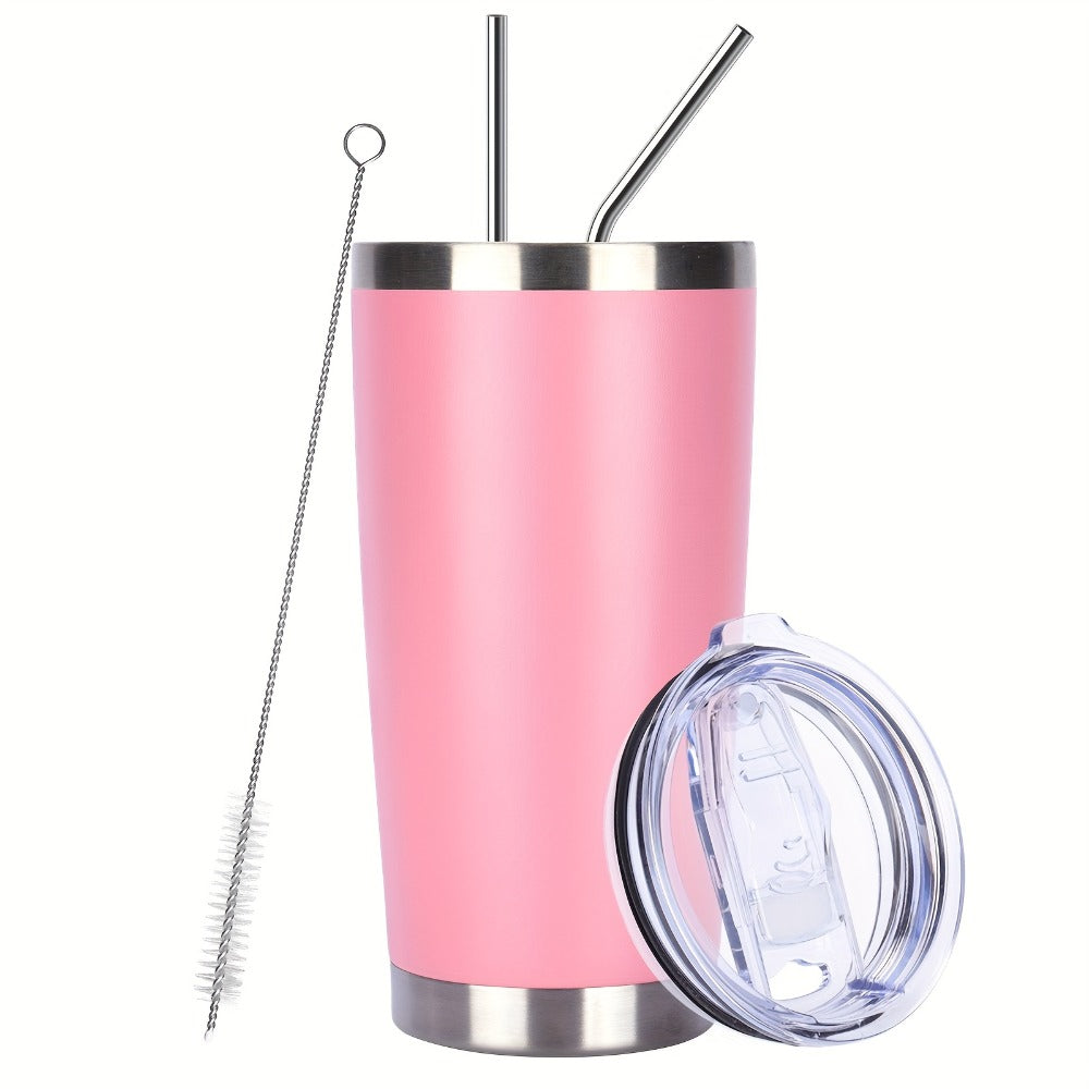 Stainless Steel Insulated Tumblers with Lid and Straw Bulk 20oz 304 Double Wall Vacuum Travel Mug for Hot Iced Coffee Drinks Water Cup Set