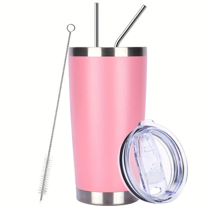 Stainless Steel Insulated Tumblers with Lid and Straw Bulk 20oz 304 Double Wall Vacuum Travel Mug for Hot Iced Coffee Drinks Water Cup Set