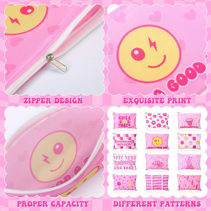 Bulk Cosmetic Bags 24-Pack Pink Howdy Western Zipper Makeup Pouches Party Favor Set for Women Girls Birthday Bachelorette Bridal Shower
