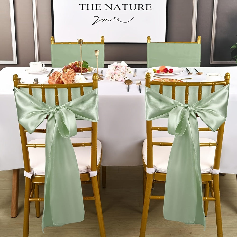 100pcs Satin Chair Sashes Bows for Wedding Banquet Party Event Decoration, 13 Colors, 18×275cm