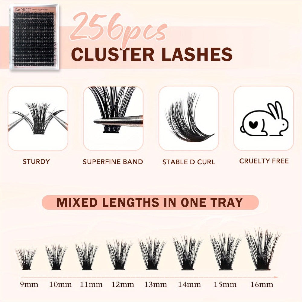 100D Volume Cluster Lashes DIY Individual Lash Extension Kit – Soft Reusable Single Clusters for Full Thick Dramatic Lash Look