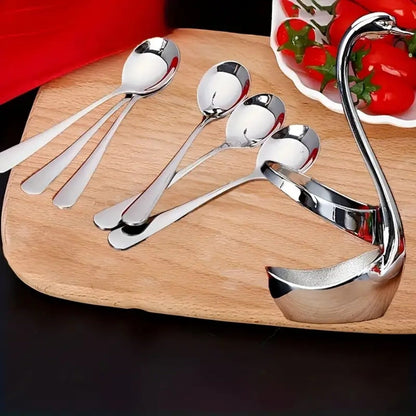 Swan Shaped Cutlery Rack Stainless Steel | Elegant Decorative Plate Holder Stand | Creative Metal Tableware Display for Party Wedding Dining
