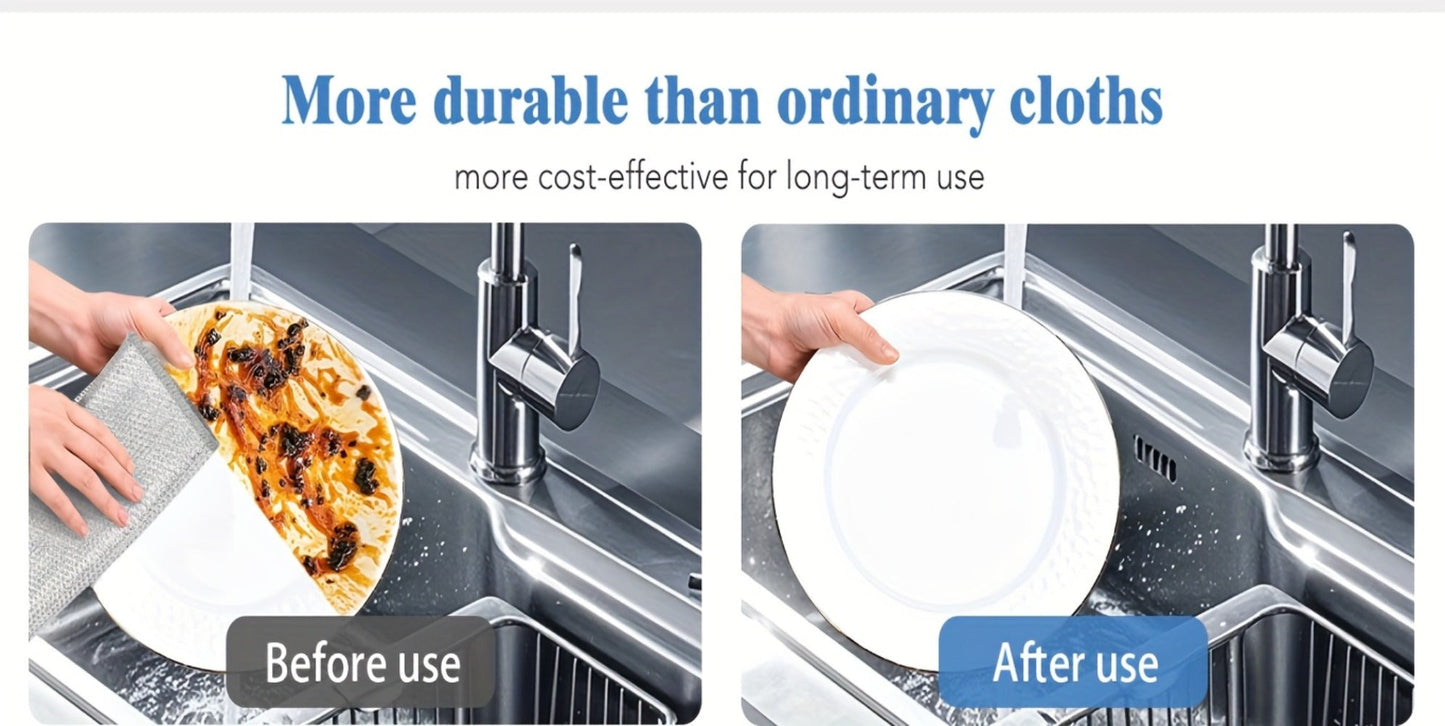 Stainless Steel Kitchen Scrubber Wire Cleaning Cloth Scratch Resistant Reusable Dish for Home Cooking, Dining and Outdoor Meals