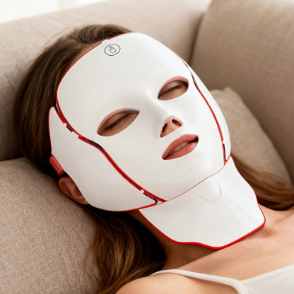 LED Light Therapy Facial Mask 7-Color USB Rechargeable, Face Neck Acne Rejuvenation Skincare Device