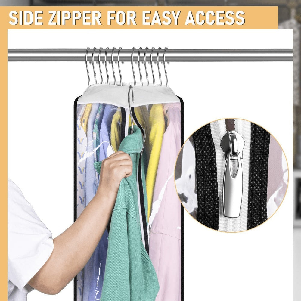 Garment Bags for Hanging Clothes, 3-Pack Transparent Suit Bags with Zipper, Heavy Duty EVA Coat Covers for Wardrobe Closet Storage