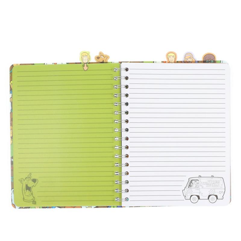 Scooby-Doo Spiral Notebook for Kids Mystery Machine 5-Tab Journal 75 Lined Pages Character Bookmark Tabs