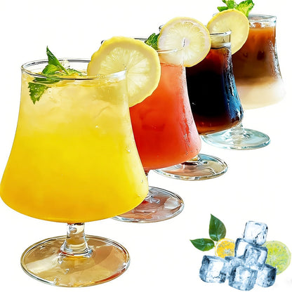 Four-Piece Short-Stem Cocktail Glass Set with Flared Clear Bowls and Rounded Bases for Home Bar Service
