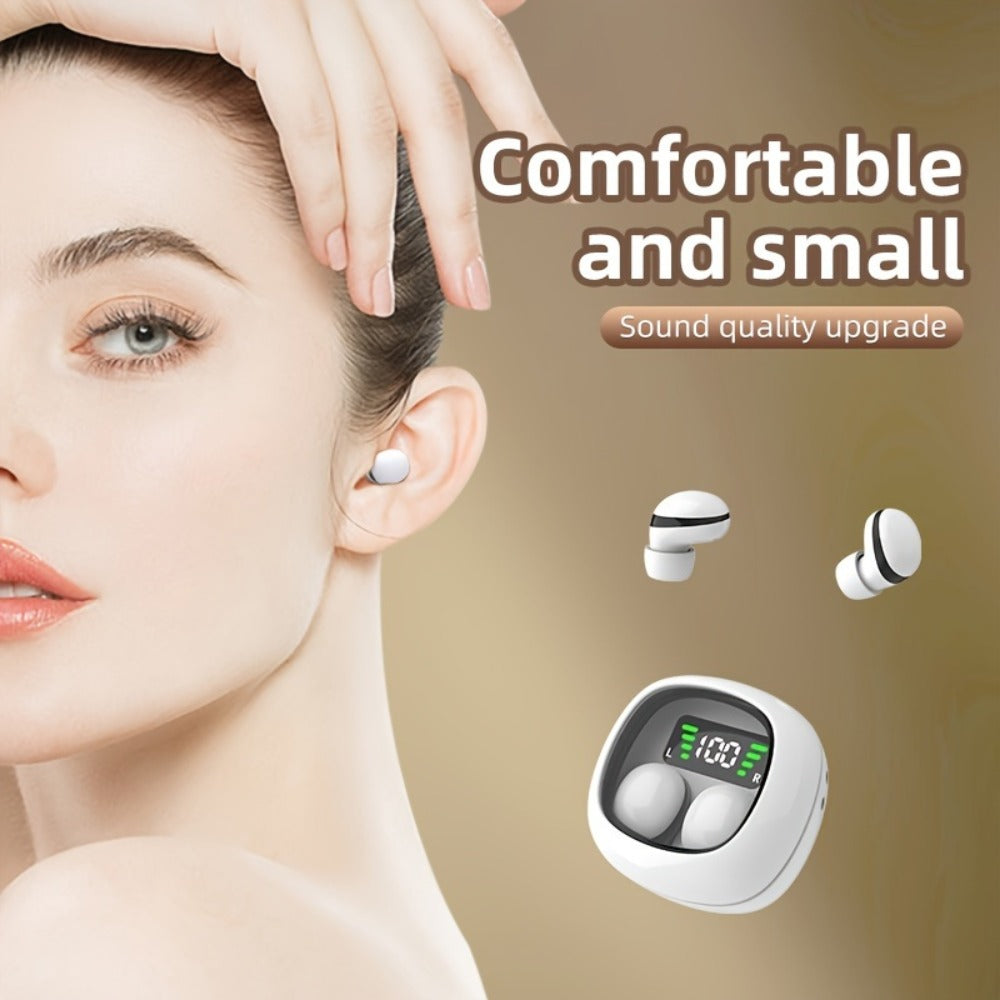 Wireless Earbuds Ultra-Small In-Ear with Touch Control, Built-In Mic and LED Case in Three Colors
