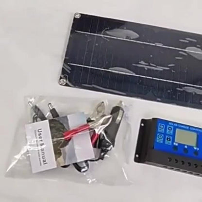 Slim Monocrystalline Solar Charging Panel Kit with Orange Controller, Clip Leads and Suction Cups