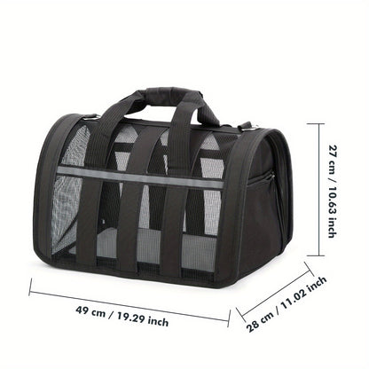 Foldable Pet Carrier Bag Breathable Mesh – Portable Soft Sided Tote for Cats & Small Dogs, Collapsible Travel Handbag, S/M/L, 7 Colors