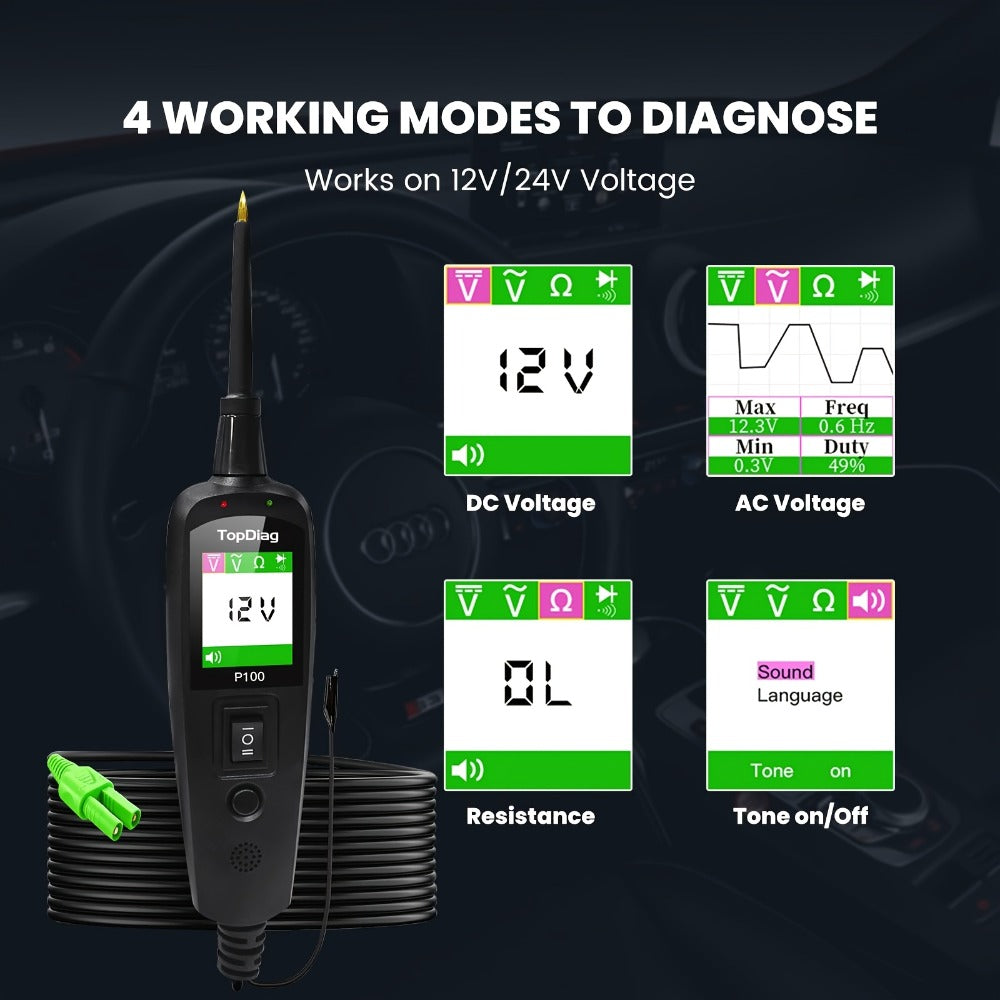Automotive Circuit Tester P100 Power Probe Kit 12V 24V Car Electrical Test Tool Short Circuit for Entryways, Bedrooms and Living Spaces