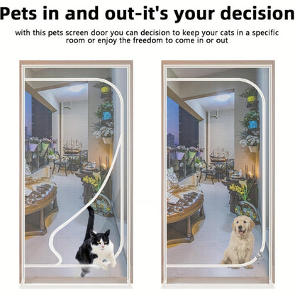 Cat Proof Door Curtain Pet Gate - Double Stitched Durable Scratch-Resistant Screen, Indoor Cat Barrier Door Cover for Doorways