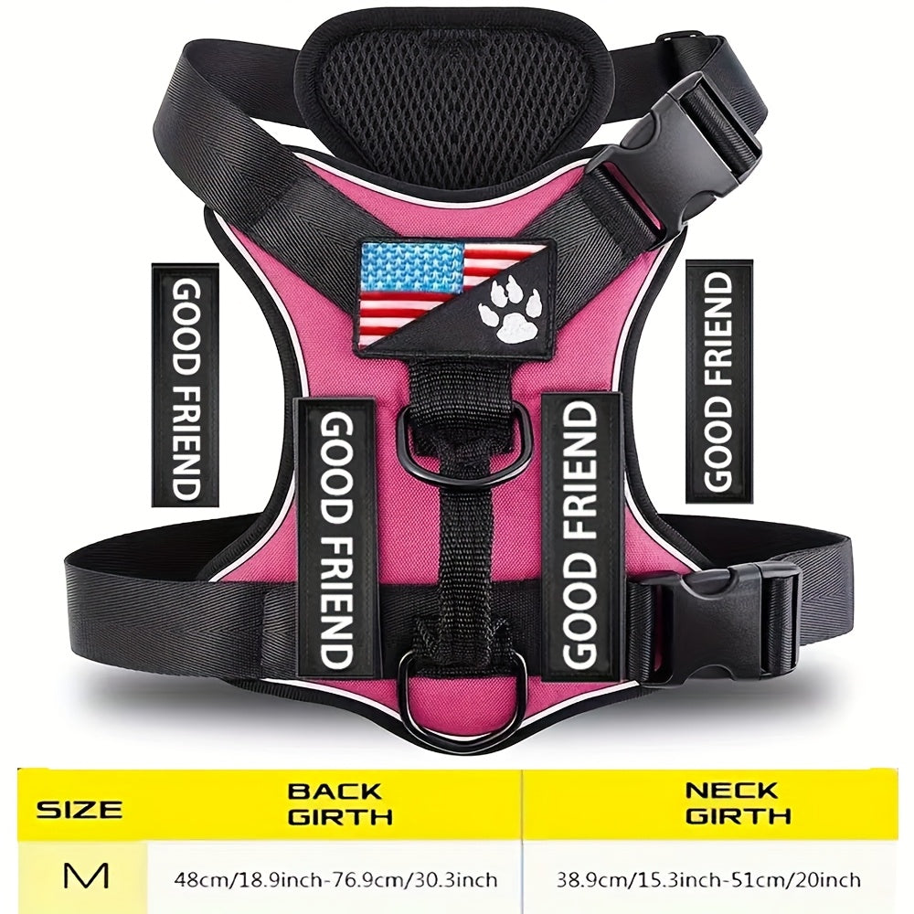 Service Dog Harness with 5 Patches – Reflective Adjustable Oxford Vest with Inner Mesh Layer, Service Dog ID System