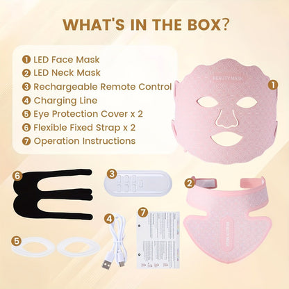 Red Light Therapy Face Mask, 7-in-1 LED Device for Face, Neck & Chest, 95 Beads 650nm & 850nm Dual Wavelength