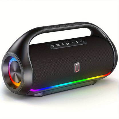 JYX D20 Portable Bluetooth Boombox Speaker with 3D Surround Sound, RGB Disco Lights, Deep Bass Boost