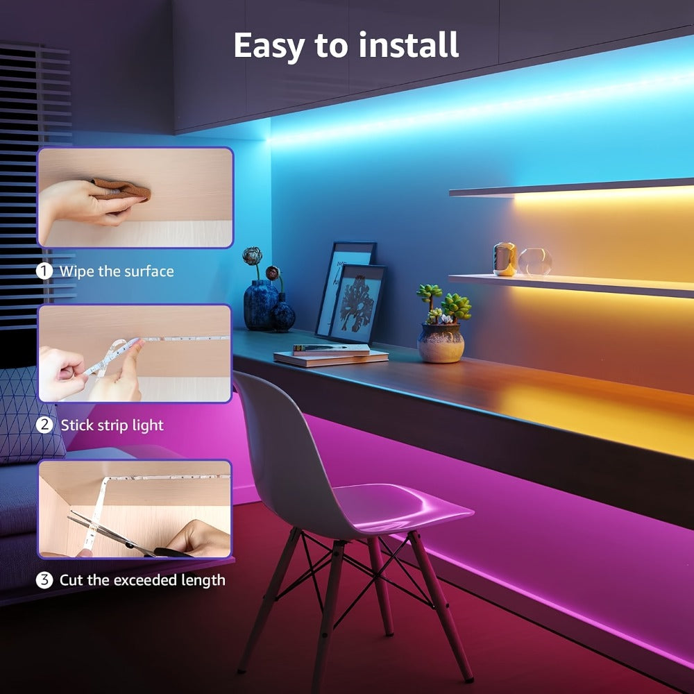 LED Strip Light RGB USB TV Backlight in 13ft or 20ft with 16-Color Remote, Dimming and Marked Cut Points