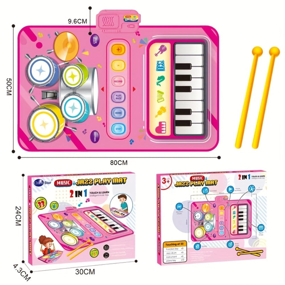 Kids Electronic Drum Music Mat, Multifunctional Musical Toy for Skill Development & Family Bonding